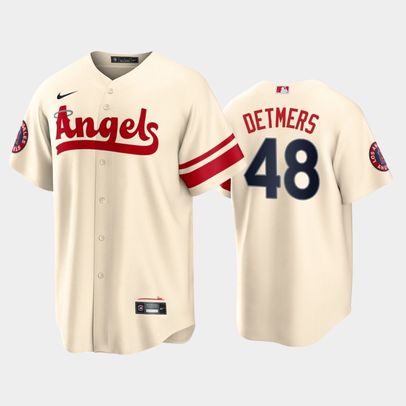 Men's Los Angeles Angels #48 Reid Detmers 2022 Cream City Connect Cool Base Stitched Jersey Men's Los Angeles Angels #48 Reid Detmers 2022 Cream City Connect Cool Base Stitched Jersey